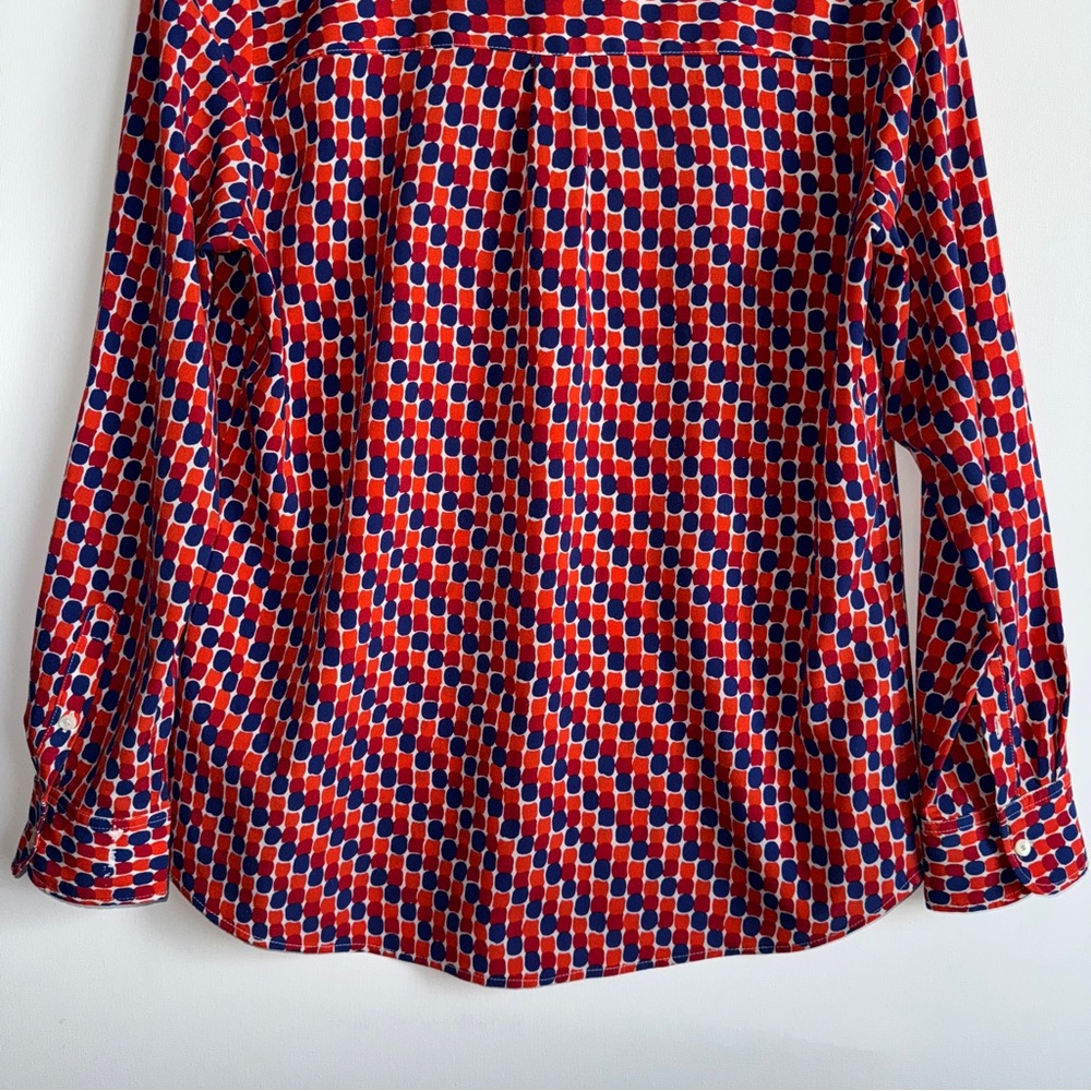 Talbots Long Sleeve Blouse Medium - Dopamine Dressing Geometric Red Blue Orange - Picture 8 of 12